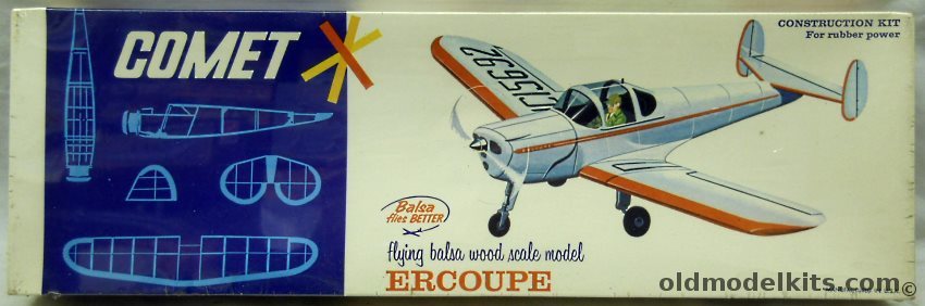 Comet Ercoupe - 24 inch Wingspan Flying Balsa Airplane 